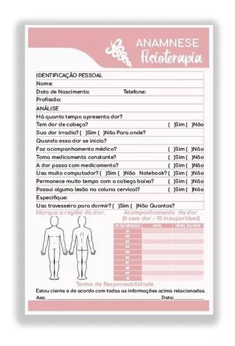 Ficha Anamnese para Fisioterapia (Arquivo Digital)