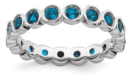 Anillo Stackable Expressions Con Topacio Azul, Plata De Ley