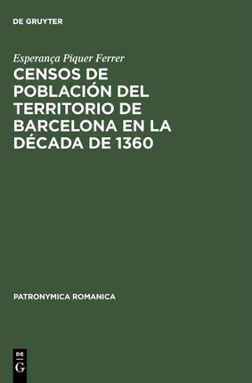 Libro Censos De Poblacion Del Territorio De Barcelona En ...