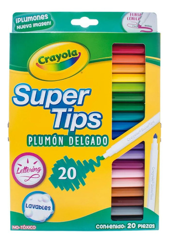 20 Plumones Crayola Marcadores Delgados Lavables Super Tips
