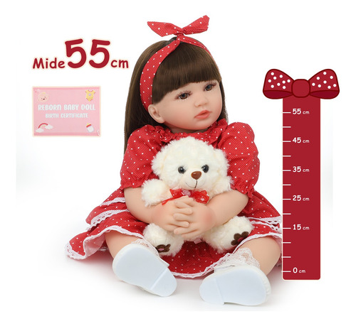Muñecas Reborn Bebé Con Cabello Largo Silicona Y Algodó 60