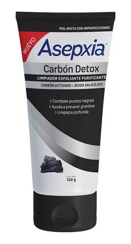 Asepxia Limpiador Exfoliante Carbón Detox 120g