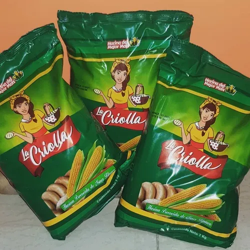 Harina De Maíz Blanco La Criolla 1 Kg Libre De Gluten