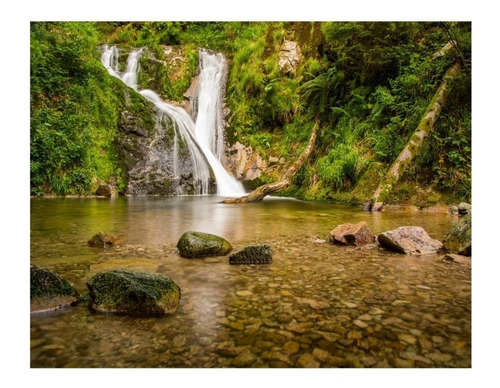 Adesivo Decorativo Paisagem Papel De Parede Lago Pedras Selva Cachoeira  7,32m² Lindo Natureza M10