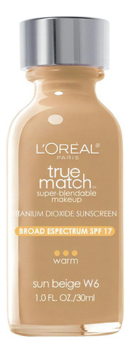 Base de maquillaje L'Oréal Paris True Match 71249220337.0 tono w6 sun beige - 30mL