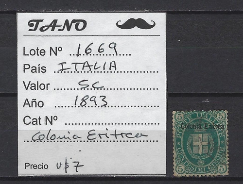 Lote1669 Italia 5 Centesimi 1893 Colonia Eritrea