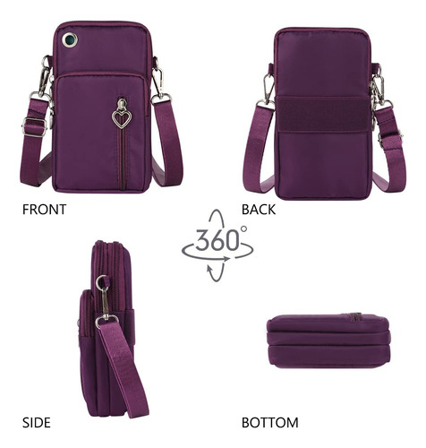 Cartera Cruzada De Nailon De Viaje Monedero Para Teléfono Color Diseño De La Tela Acabado De Los Herrajes Color De La Correa De Hombro