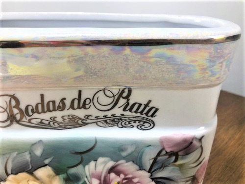 Imagem 7 de 8 de Vaso Porcelana Pintado Bodas De Prata 25 Anos De Casamento