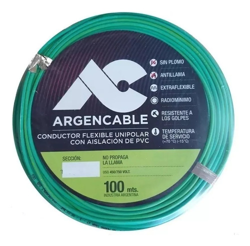 Cable Unipolar Argencable 2.5mm Rollo X 10 Mts Nm247-3