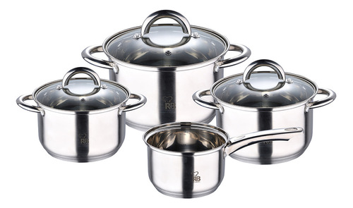 Bateria De Cocina 7 Piezas En Acero Inox Alexander Rb Color Plateado