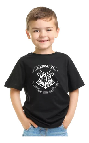 Polera Harry Potter Escudo Hogwarts  / Aduto Y Niño