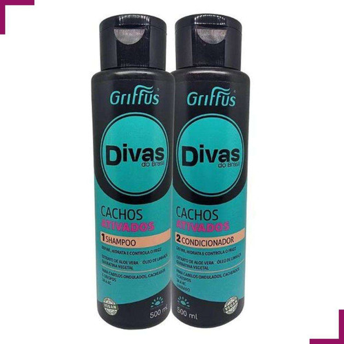  Kit Divas Cachos Ativos Shampoo + Condicionador Griffus 500m