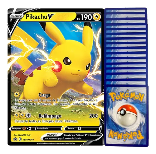 Carta Pokémon Pikachu V Grande Promo + Brindes