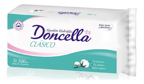 Doncella Algodón Clásico Extra Suave Y Absorvente X 500 Grs