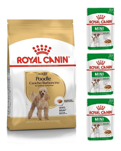 Kit Ração Poodle Adult 2,5kg E 3 Sachês Mini Royal Canin