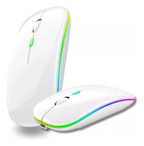 Ratón inalámbrico Bluetooth recargable de color blanco