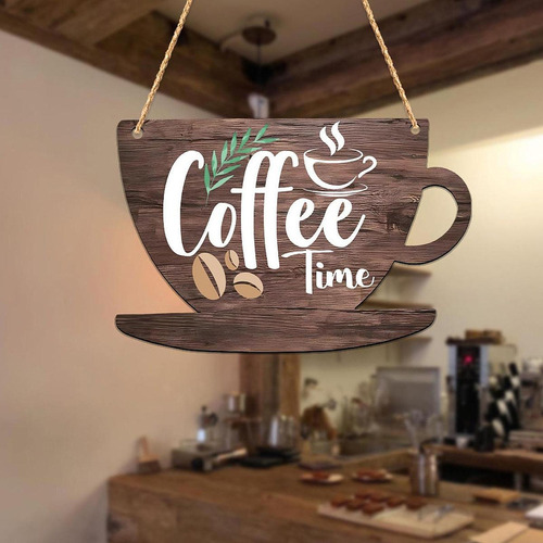 Para Coffee Bar Door Sign Decoration 2d Retro Style Oro Cup