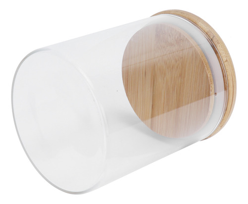 Tarro De Almacenamiento Redondo De Madera Con Tapa De Vidrio