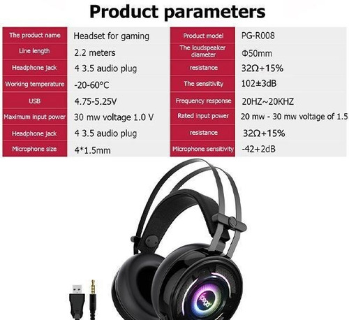 Audifonos Gamer Ipega R008v Rgb