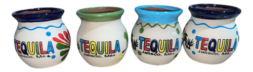 4 Tazas De Barro Artesanales 300ml Con Bordes De Colores Agua 4 Tazas De Barro 300ml De Colores