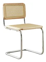 Comprar Silla Cesca Breuer De Comedor Makom Con Estructura De Acero Tubular Cromado Con Acabado Brillante. Respaldo Y Asiento Realizados En Madera De Haya Laqueada Natural Y Esterillado En Rattán Sintético