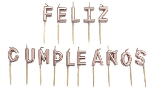 Imagen 5 de 9 de Set Cumpleaños Rosa Gold Platos, Vasos, Etc. 12 Personas