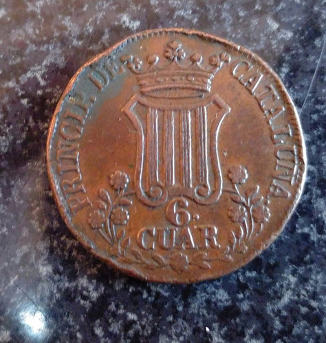 Moneda España 6 Cuartos1846 Cataluña Cobre