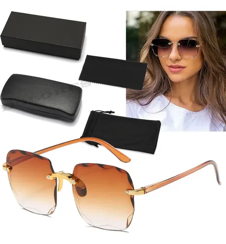 Gafas De Sol Para Mujer - Estilo Mariposa Oversized Sin Montura, Lentes Rosadas UV400