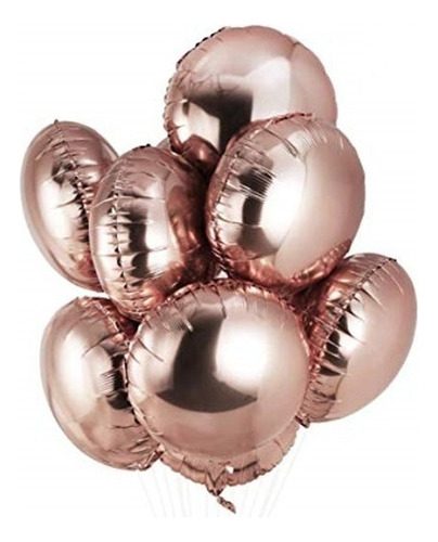 20 Balão Redondo Rosê Gold Metalizado 45cm Flutua Gás Hé