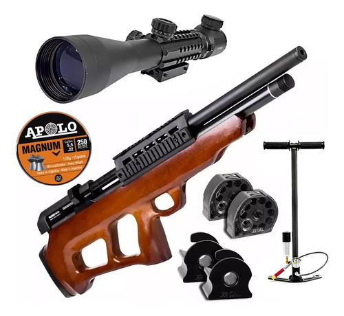 Imagen 1 de 11 de Rifle Aire Comprimido Pcp Beeman Bullpup 5,5 Inflador Mira