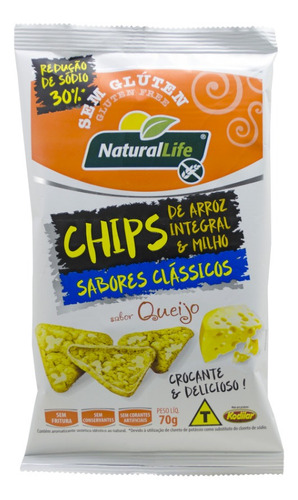 Chips Arroz Integral E Milho Sabor Queijo 70g Natural Life