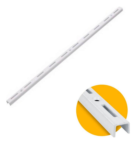 Trilho Cremalheira Simples Para Prateleira 50 Cm Branco 2pç