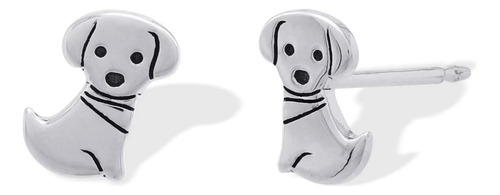 Aretes De Plata De Ley Con Diseño De Cachorro De Perro Boma