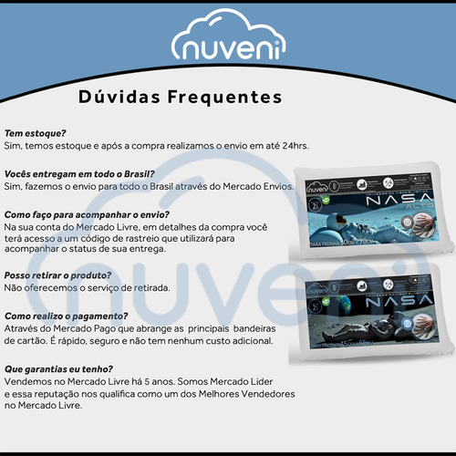 Kit 4 Travesseiro Nasa Viscoelástico Confortável Macio 10cm