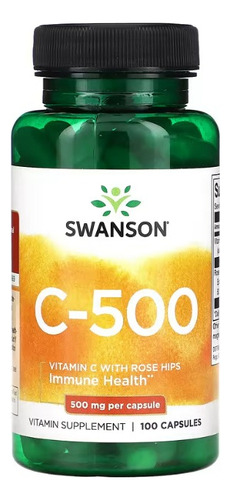 Vitamina C-500 500 Mg Com Rose Hips 100 Cáps - Swanson Eua Sabor Sem sabor