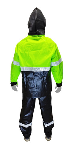Imagen 2 de 5 de Impermeable Verde Para Motociclista C/reflejantes Impermexa