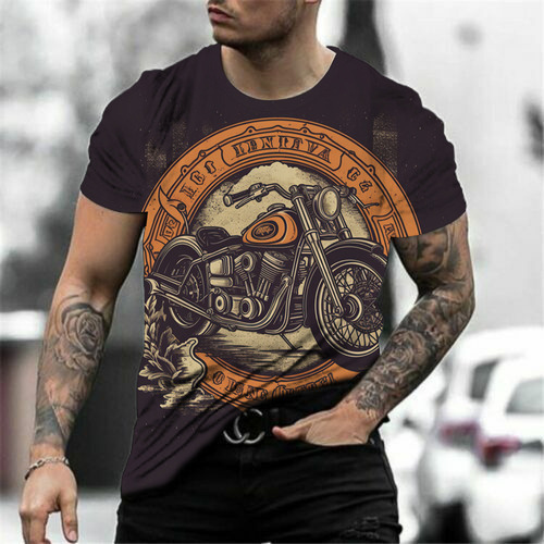 Men Fashion Street Vintage Motocicleta Coche 3d Camiseta