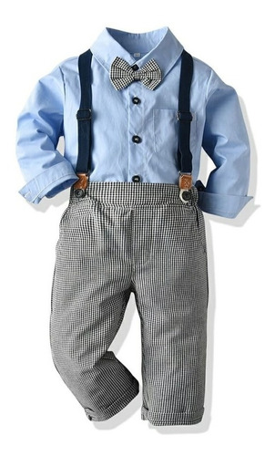 Conjunto Casual Niño Pantalón Camisa Tirantes Y Moño