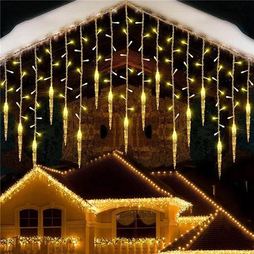 Luces Cascada Led Copo De Nieve 4 Mt Navideña Hogar