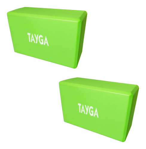 Par Bloque Yoga Block Eva Para Pilates Gym 23x10x15 Cm Verde Color Verde Lima