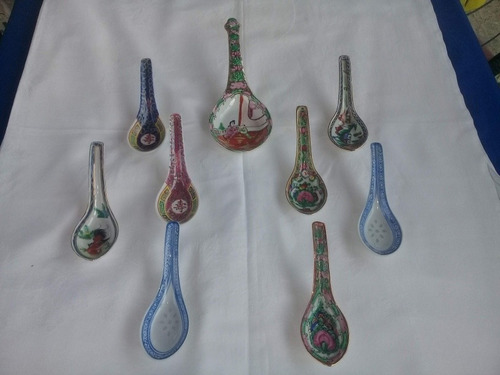 Cucharas Porcelana China ( Lote De 9 )