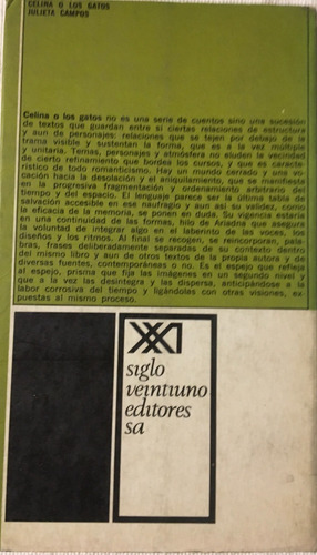 Libro Novela Celina O Los Gatos Julieta Campos Siglo Xxi