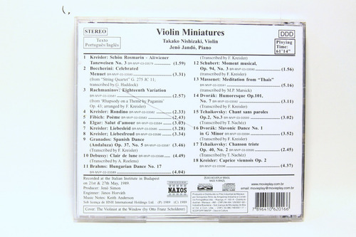 Cd Takako Nishizaki, Violin Jeno Jandó Piano (Usado)