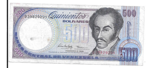 Liquido Billete De Venezuela.  500 Bolívares 1990