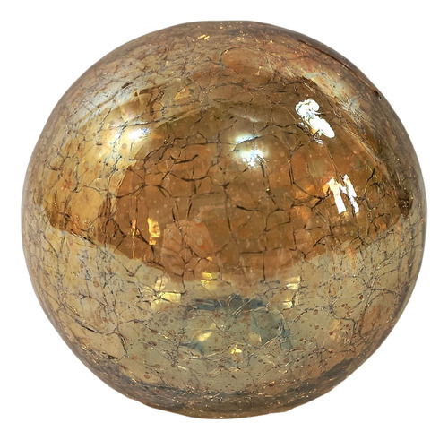 Bola Decorativa Vidro Craquelada Esfera Espelhada Tam-m Nº8 Cor Ambar