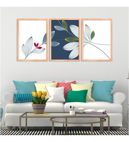 Quadros Decorativos Sala Quarto Moldura Floral Folha Flores