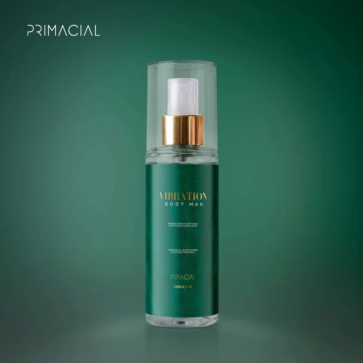 Body Splash Masculino Vibration 200ml Primacial Perfume Bergamota Fresco