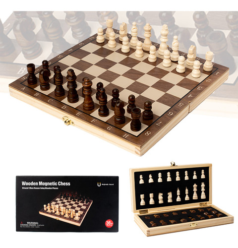 Tablero De Ajedrez De Madera Magnetismo Plegable