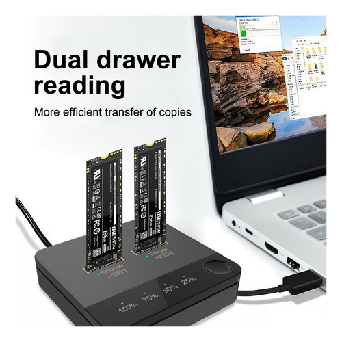 Duplicador Sata M.2 Sata M.2 Carcasa Ssd De Doble Bahía Exte