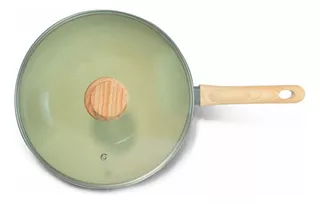 Sarten Record Wok Ceramica Wood Tapa De Vidrio N°26 Color Gris claro